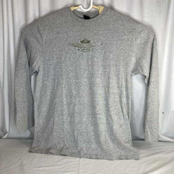 Polo Jeans Company Ralph Lauren T Shirt Mens Long Sleeve Large 1967 Gray Wings - Picture 1 of 7